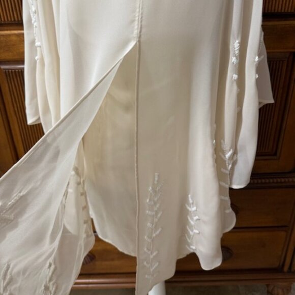 Free People Beaded Mini Cape Dress Tunic Boho Flowy Sheer Overlay Size XS - Picture 7 of 10